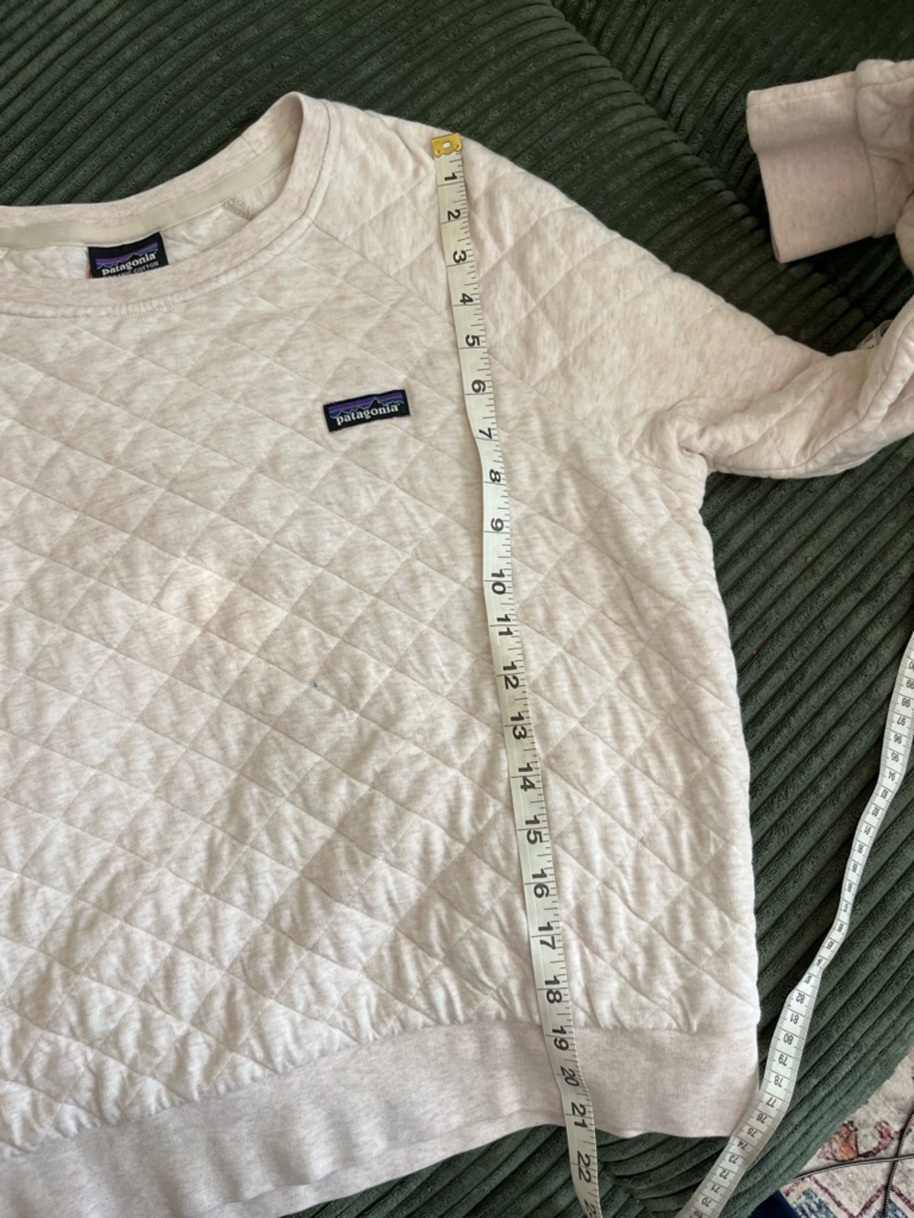 Patagonia Cream Organic Cotton Quilted Crew Sweatshirt M Medium - Picture 4 of 7